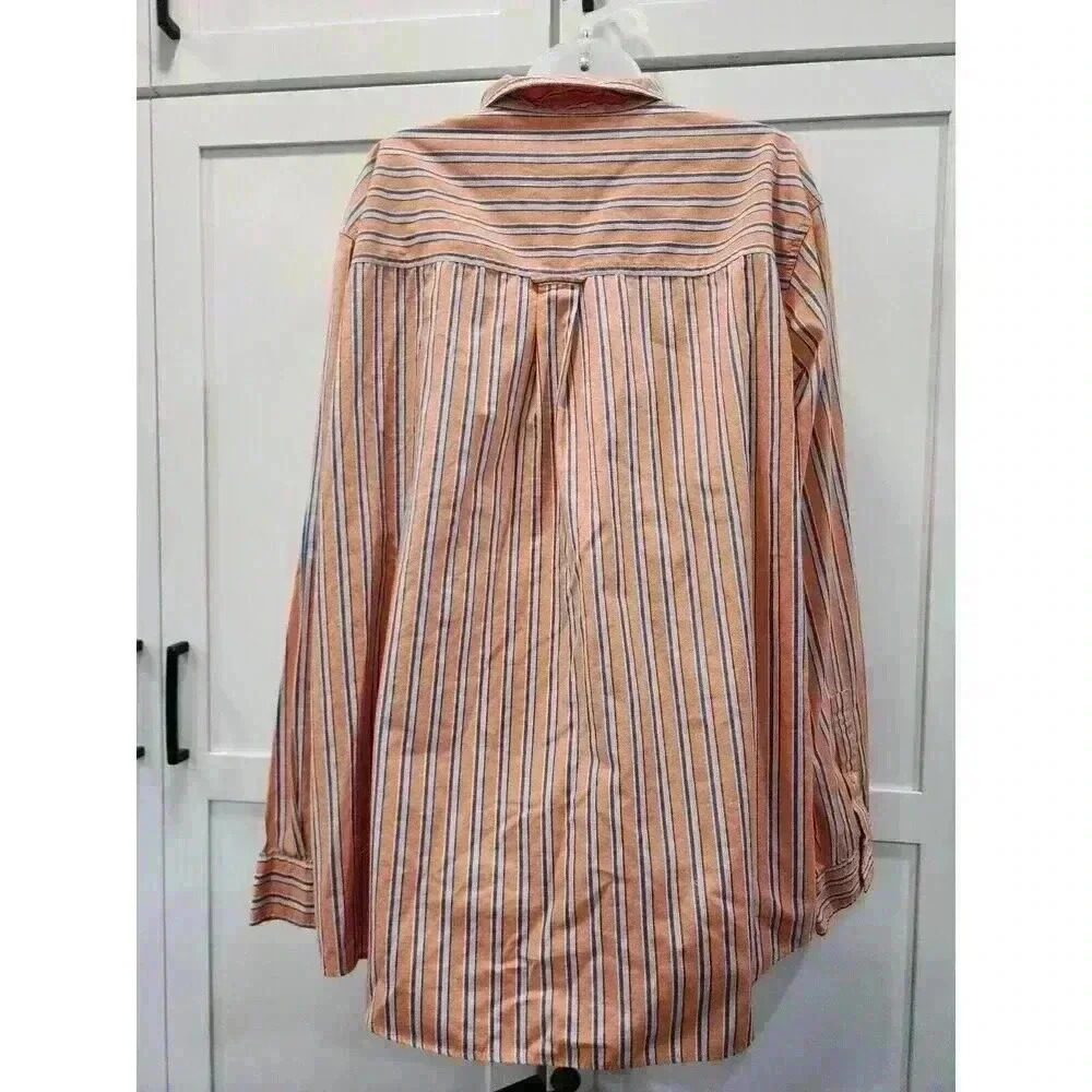 Chaps Men's Orange And Blue Striped Long Sleeve Dress Shirt Size XL - Picture 3 of 6